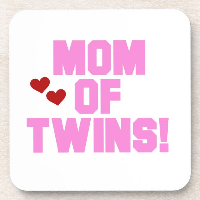 Mum of Twins Pink Text Gifts Coaster (Front)
