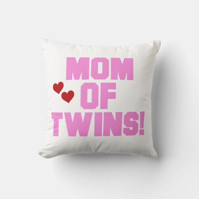 Mum of Twins Pink Text Gifts Cushion (Front)
