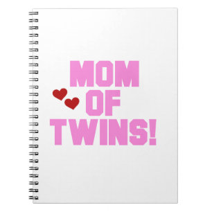 Mum of Twins Pink Text Gifts Notebook