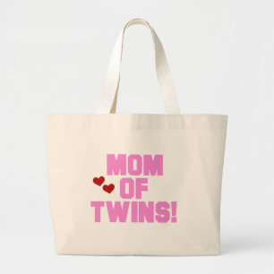 Mum of Twins-Pink Text Tshirts and Gifts Large Tote Bag