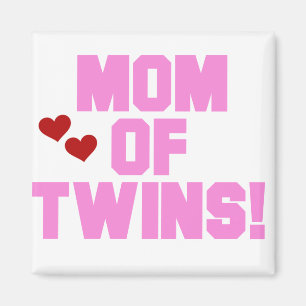 Mum of Twins-Pink Text Tshirts and Gifts Magnet