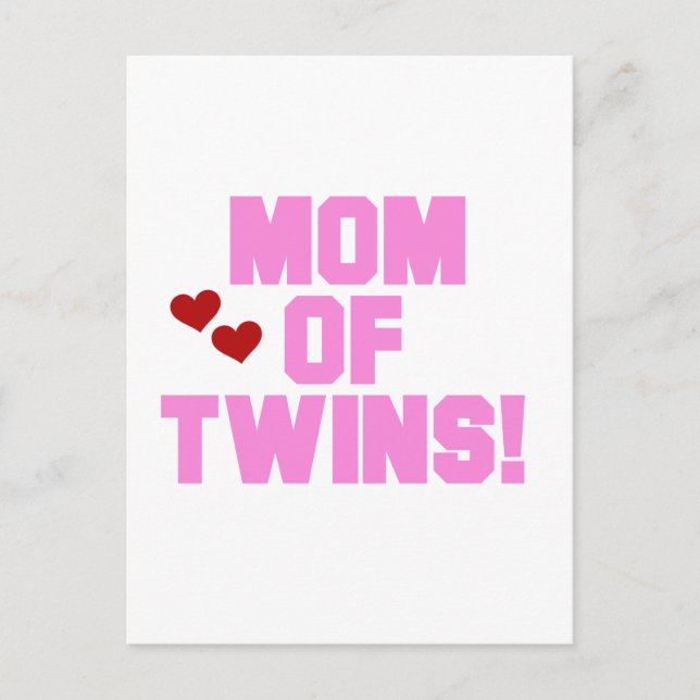Mum of Twins-Pink Text Tshirts and Gifts Postcard (Front)