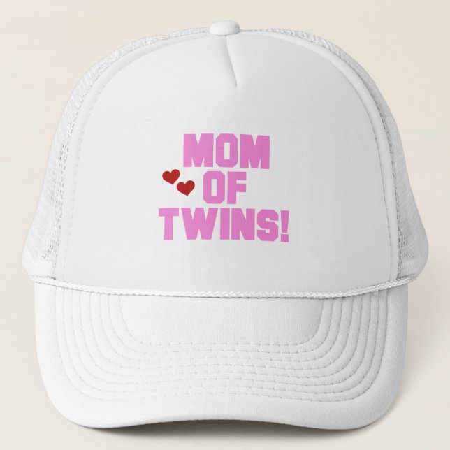 Mum of Twins-Pink Text Tshirts and Gifts Trucker Hat (Front)
