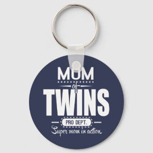 Mum Of Twins Pro Dept. Super Mum In Action Key Ring