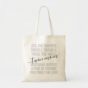 Mum of Twins Twice the Love Custom Quote Tote Bag