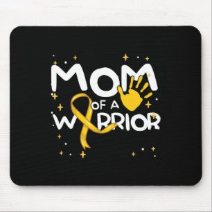 Mum Of Warrior Yellow Ribbon Childhood Cancer Awar Mouse Pad