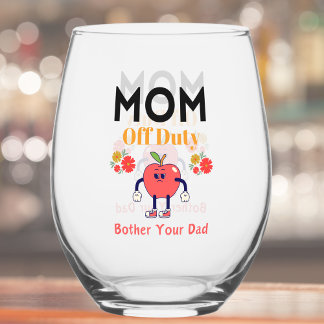 "Mum Off Duty" Gift for Mummy Stemless Wine Glass