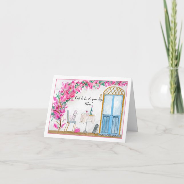 Mum Ooh La La Poodle Paris Birthday Card (Front)