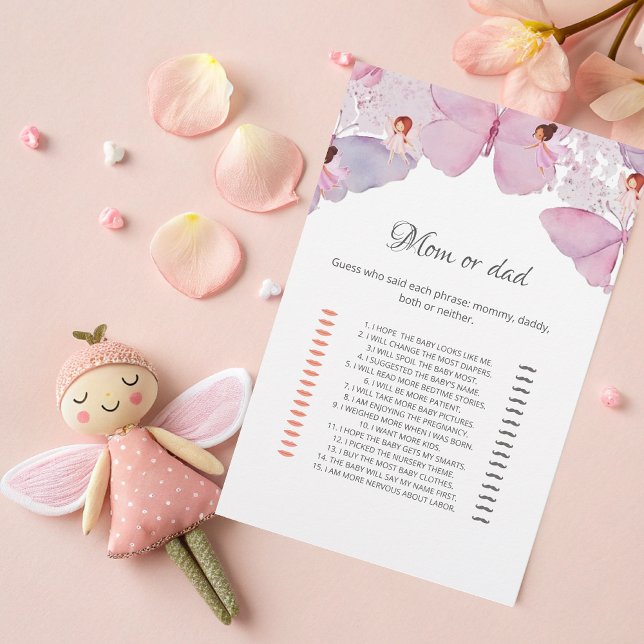 Mum or Dad Game Card - Pink Fairy Baby Shower (Creator Uploaded)