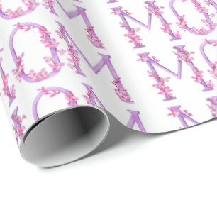 Mum orchid watercolor art celebration wrap wrapping paper