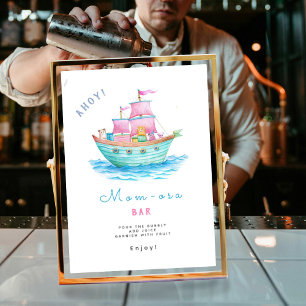 Mum-osa Ahoy It's A Baby Ship Animals Baby Shower Poster