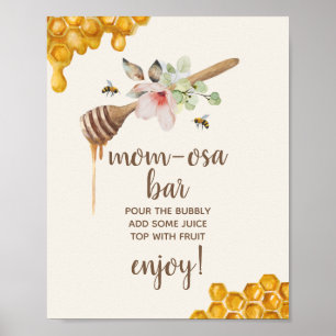 Mum-osa Bar Honey Bee Baby Shower Poster