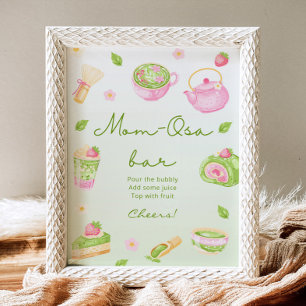 Mum-Osa Bar Matcha Tea Pink Baby Shower Poster