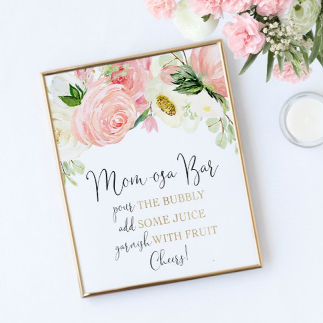 Mum-osa bar mimosa bar pink gold floral poster (Creator Uploaded)