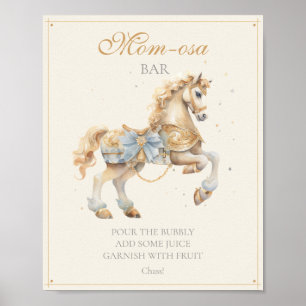 Mum-osa Bar Pastel Blue Carousel Baby Shower Poster