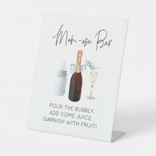 Mum-osa Bar Sign for Baby Shower Blue