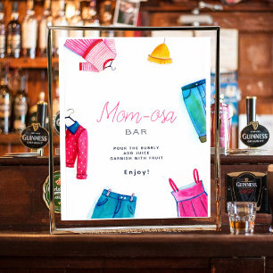 Mum-osa Hello Baby Pink Blue Clothes Baby Shower Poster