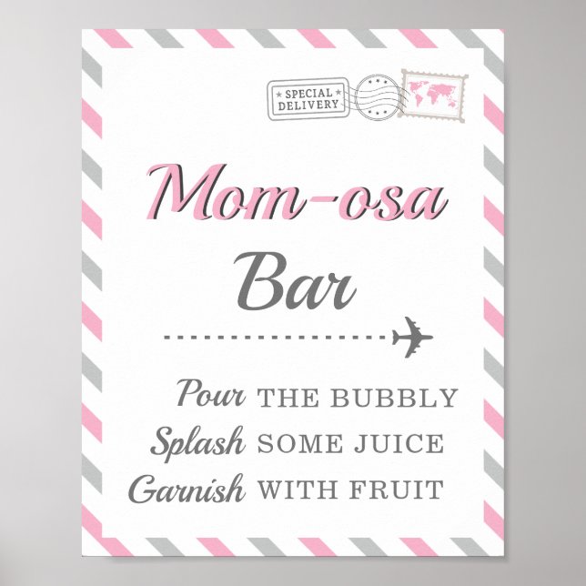 Mum-osa Mimosa Bar Drink Travel Aeroplane Party Poster (Front)