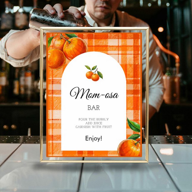 Mum-osa Orange 3D Citrus Plaid Drawn Baby Shower Poster (Creator Uploaded)