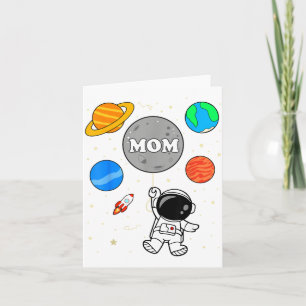 Mum Outer Space Birthday Party Family kids Card