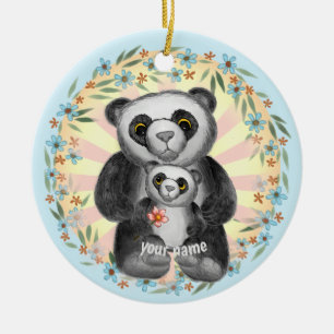Mum Panda Bear custom name Ceramic Ornament