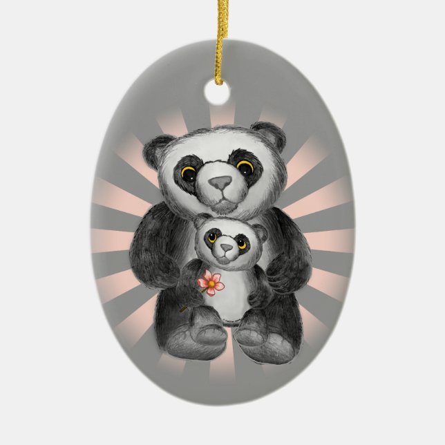 Mum Panda Bear Love Ceramic Ornament (Front)