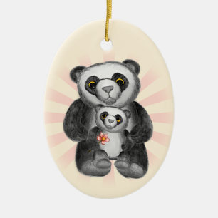 Mum Panda Bear Love Ceramic Ornament