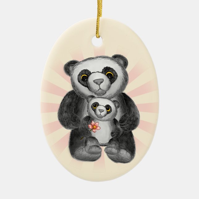 Mum Panda Bear Love Ceramic Ornament (Front)