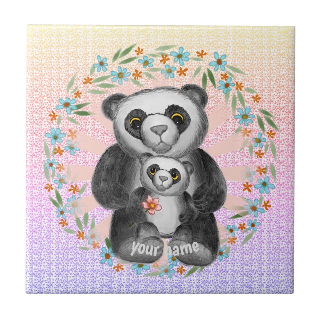 Mum Panda Bear Love  Ceramic Tile (Front)