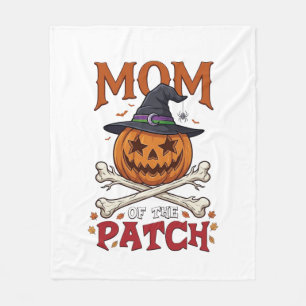 Mum Patch Halloween Pumpkin Witch Hat Crossbones_1 Fleece Blanket