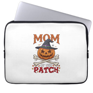 Mum Patch Halloween Pumpkin Witch Hat Crossbones_1 Laptop Sleeve