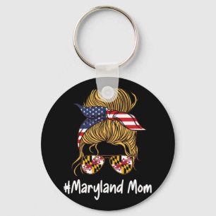 Mum Patriotic American Flag Mothers Day Retro Woma Key Ring