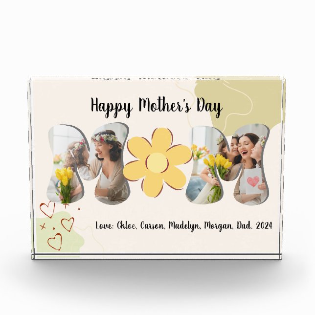 Mum Photo Block, Personalised Mother's Day Gift Block (Front)