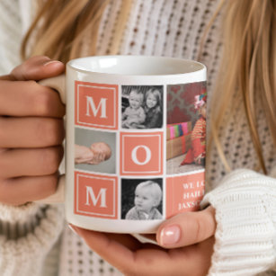 Mum Photo Collage Coral Pink Mothers Day Coffee Mug