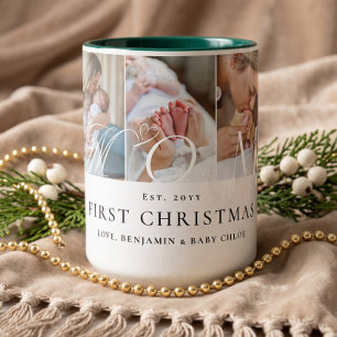 Mum Photo Collage First Christmas Keepsake Gift Two-Tone Coffee Mug