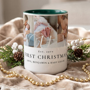 Mum Photo Collage First Christmas Keepsake Gift Two-Tone Coffee Mug