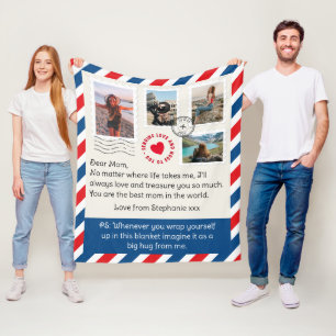 Mum Photo Collage Handwritten Letter Hug Fleece Blanket