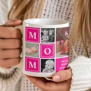 Mum Photo Collage Hot Pink Mothers Day Coffee Mug