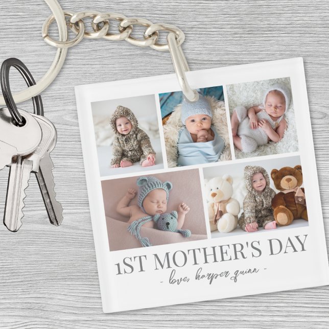 Mum Photo Collage Key Ring (Mom Photo Collage Keychain)