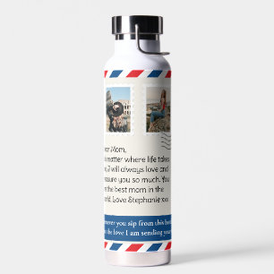 Mum Photo Collage Letter Postal Hug Water Bottle