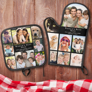 Mum Photo Collage Oven Mitt & Pot Holder Set