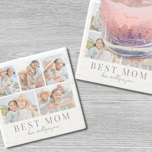 Mum Photo Collage Stone Coaster