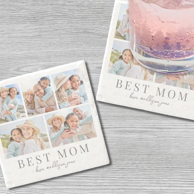 Mum Photo Collage Stone Coaster (Mom Photo Collage Stone Coaster)