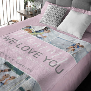 Mum Photo Collage 'We Love You' Fleece Blanket