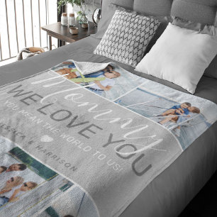 Mum Photo Collage 'We Love You' Fleece Blanket