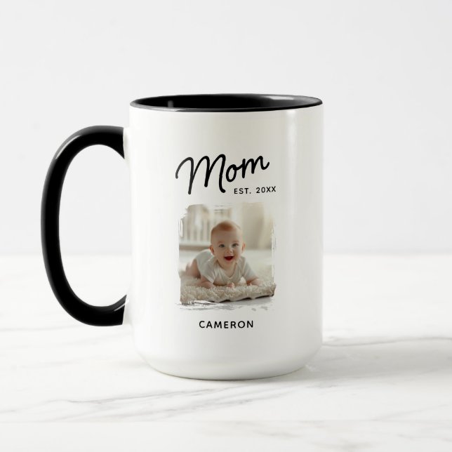 Mum Photo Established Date Mug (Left)