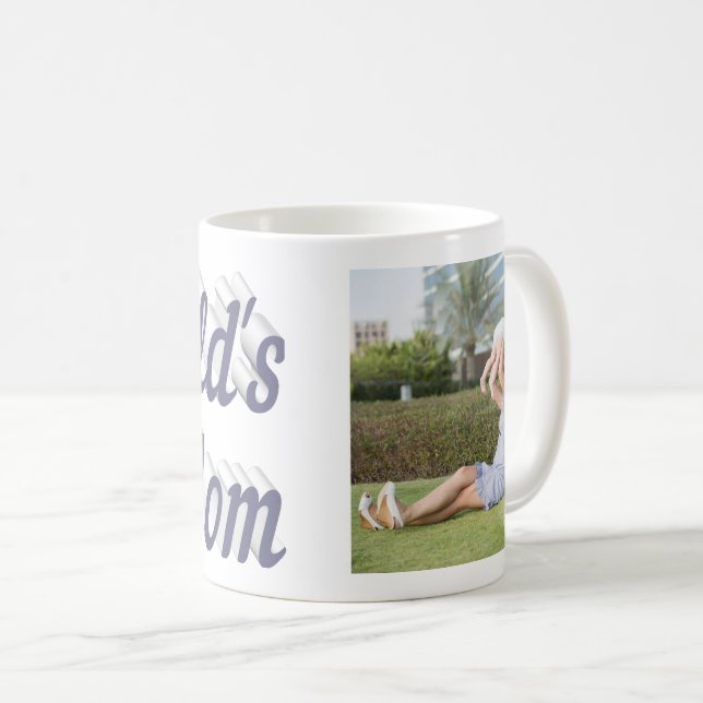Mum Photo grey text Coffee Mug (Front Right)