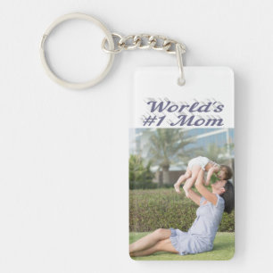 Mum Photo grey text  Key Ring