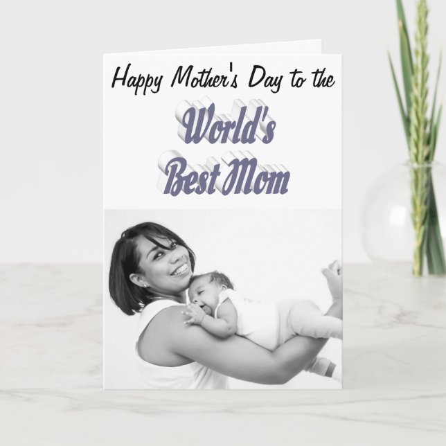 Mum Photo grey typography Mothers Day  Card (Front)