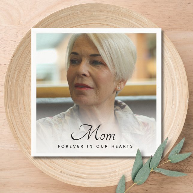 Mum Photo Memorial Tribute Napkin (Mom Memorial Napkins)